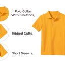 Gold (5-Pack) 4 10-Pack School Uniform Tagless Polo Tshirt for Little Boys & Big Boys